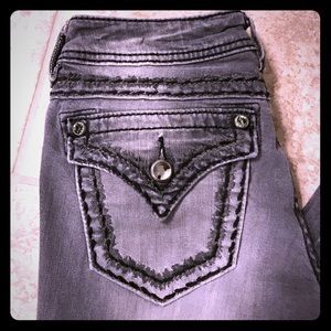 Gray distressed Miss Me Skinny Jeans