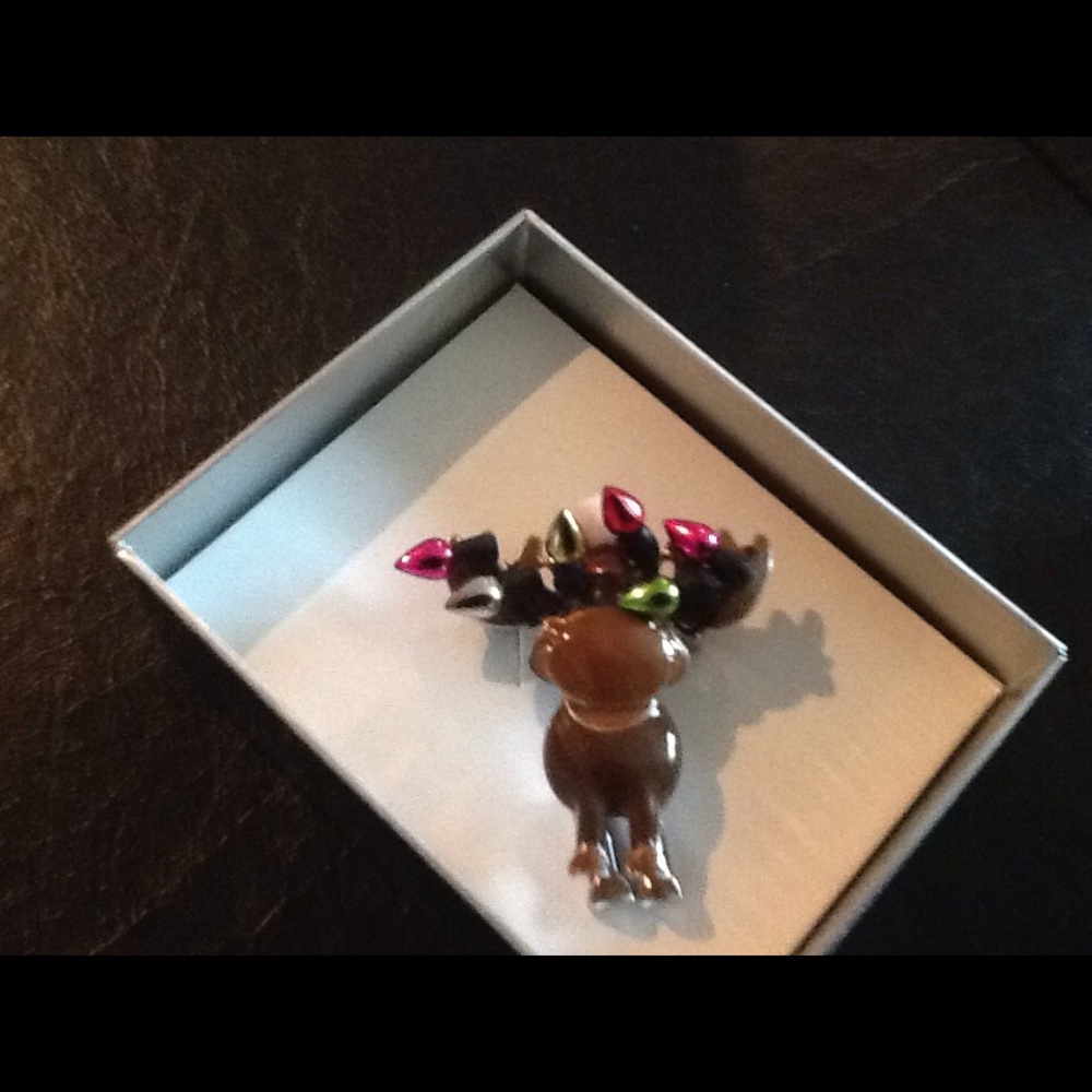 Women's Silvertone Christmas Moose Brooch/Pin-new!