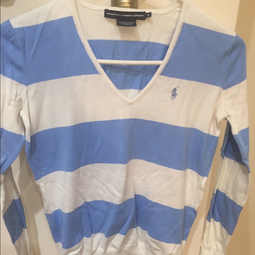 Blue white stripe Ralph Lauren sweater