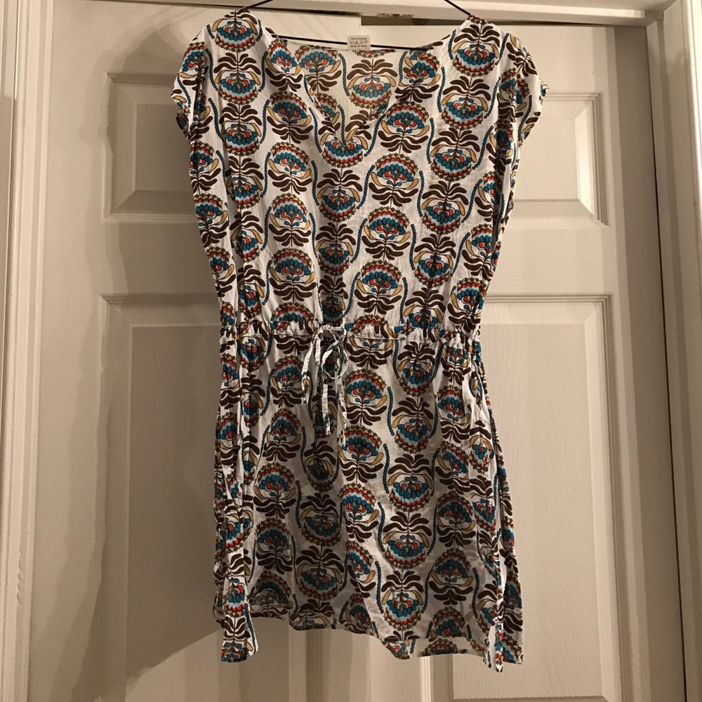 Brown/blue multi print tunic