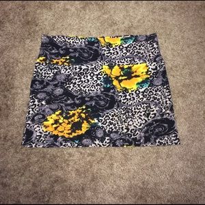 Floral & Leopard Print Skirt