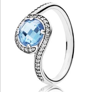 Radiant embellished sky blue crystal and white CZ