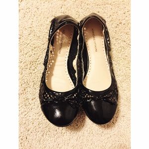 Black Laser Cut Elastic Ballet Flats
