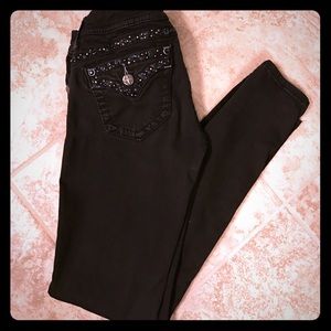 Black Miss Me Skinny Jeans With Bling