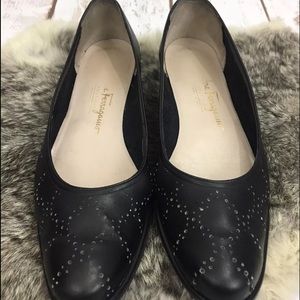 Ferragamo Boutique Perforated Leather Flat size 9