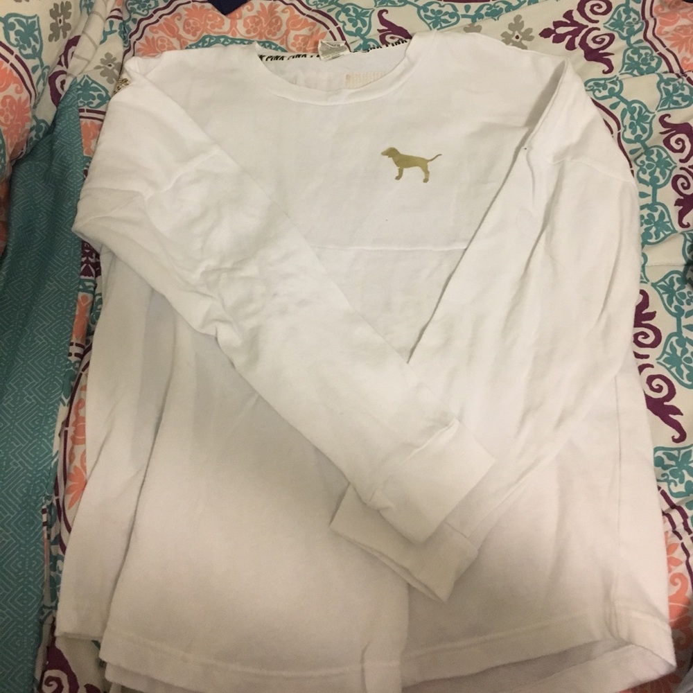 Medium White & Gold Crew Sweater