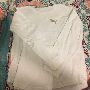 Medium White & Gold Crew Sweater