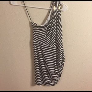 Navy and Gold One Shoulder Top