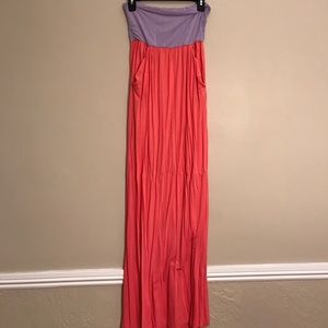 Purple and coral maxi dress