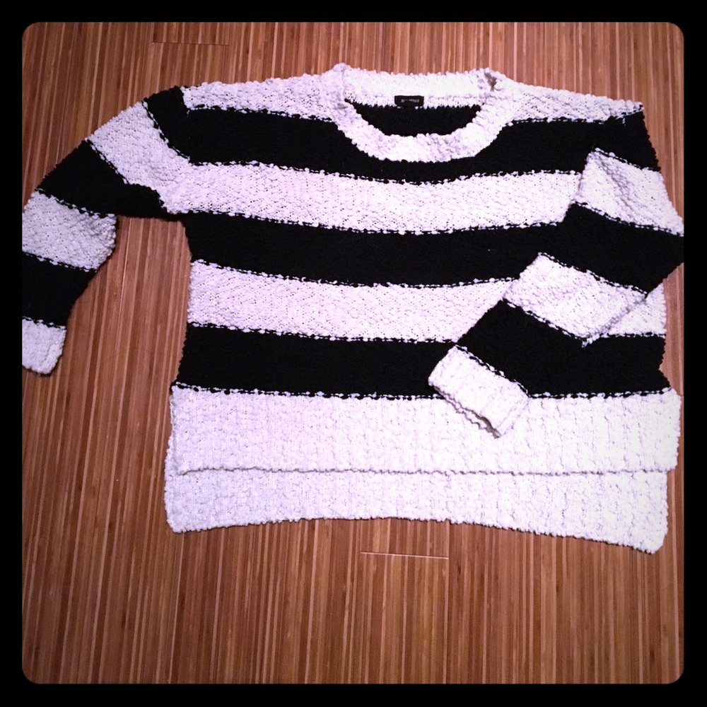 Black and white fuzzy sweater