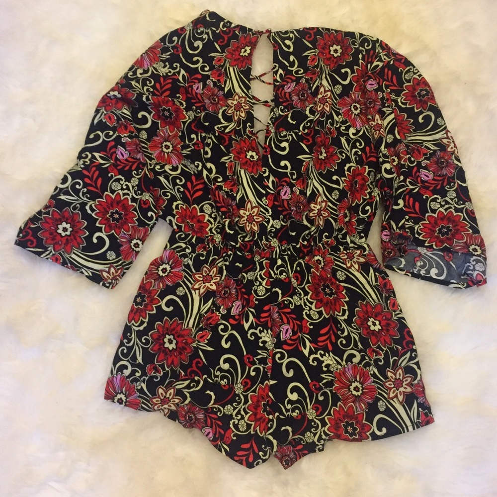 Floral Lace up Romper