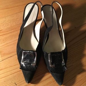 Calvin Klein black suede kitten heel pumps 8.5
