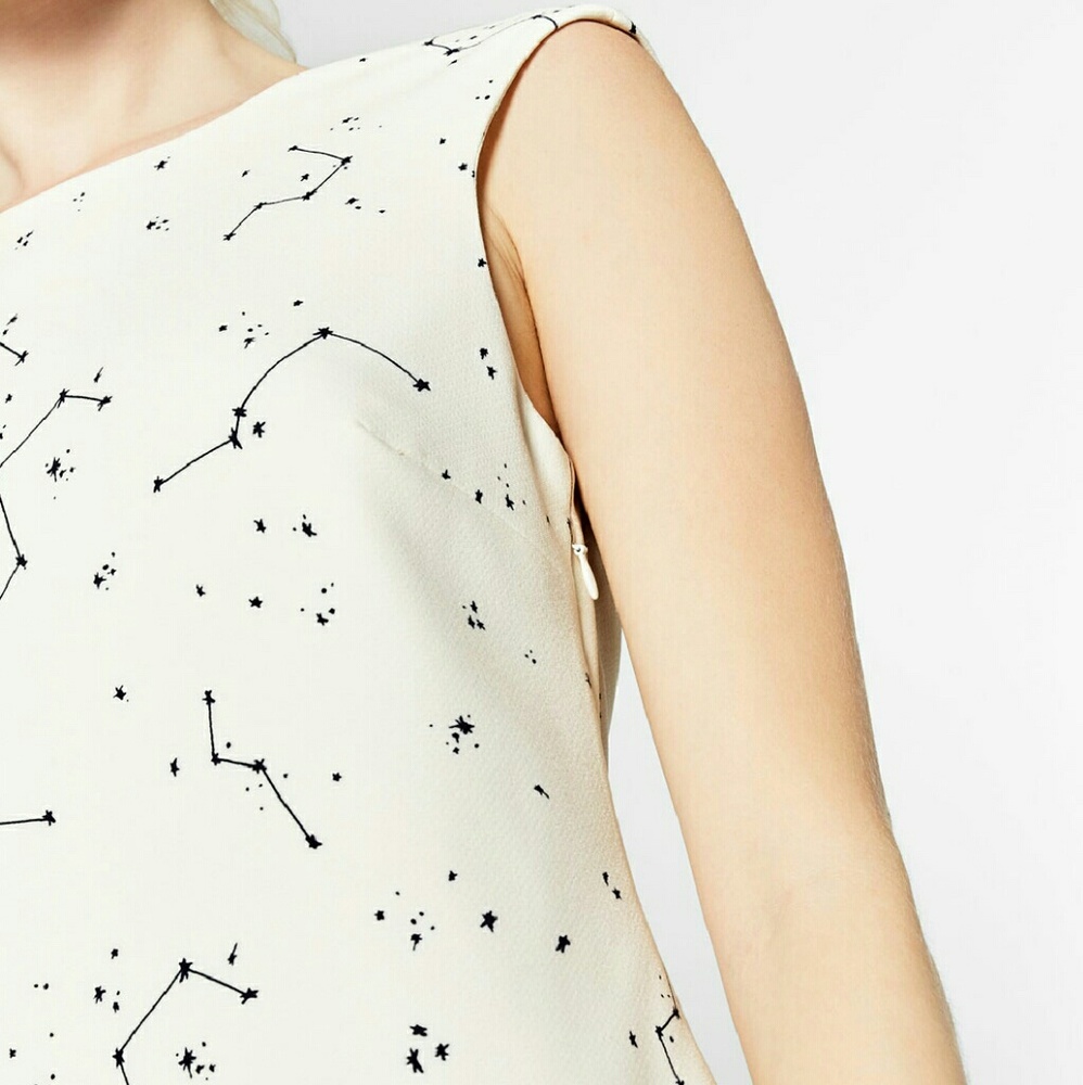 Zara Constellation Print white dress S Trafaluc 7984 NWT