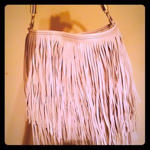 Zara white fringe purse