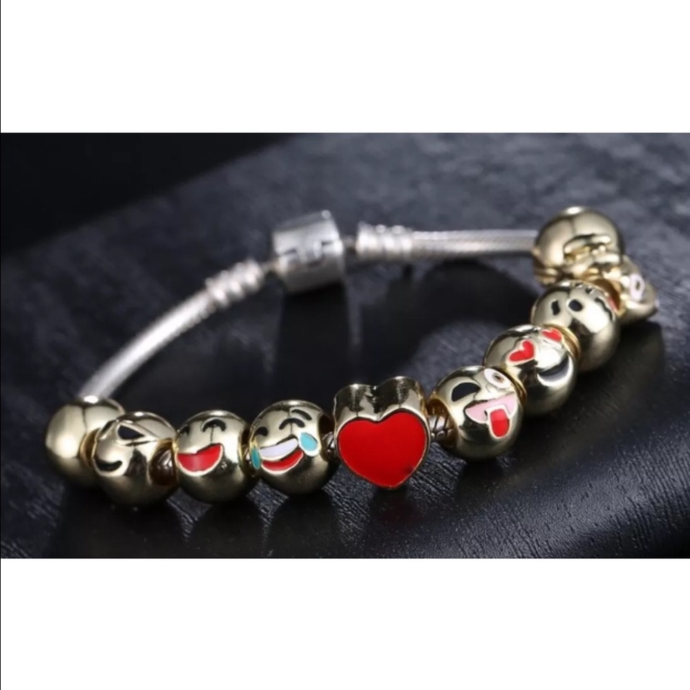 Emoji bracelet-10 charms, great valentines gift!