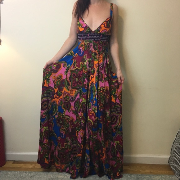 Anthropologie Dresses & Skirts - LE Shack Anthro Technicolor Paisley Maxi Dress