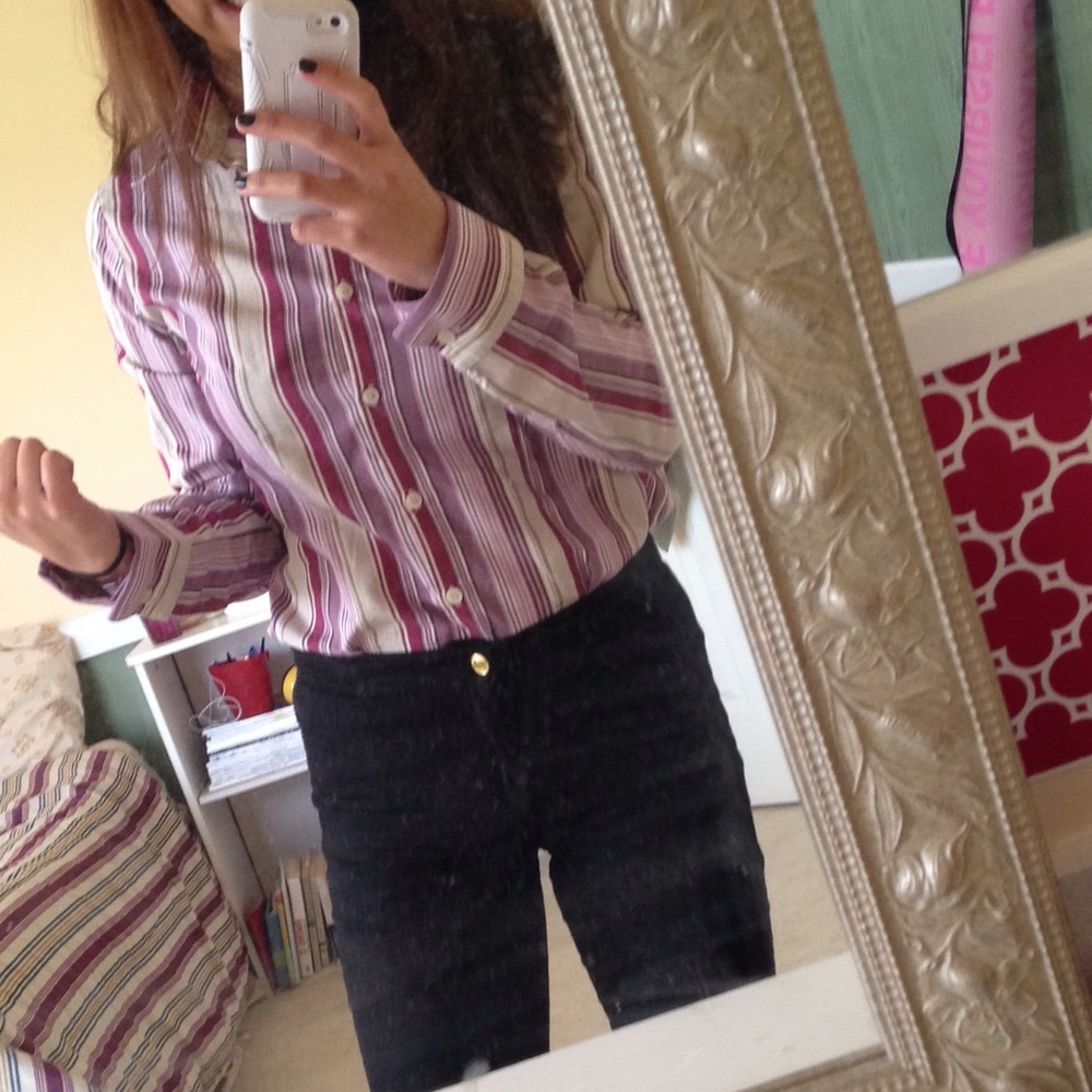 Pink stripes polo shirt