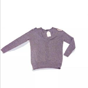 Sandro Gray Cashmere Blend Long Sleeve Top