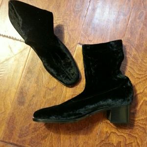 Cole Haan black velvet stretch ankle boot