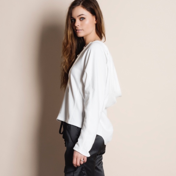 Lace Up Sweater Hoodie Top - Picture 3 of 6