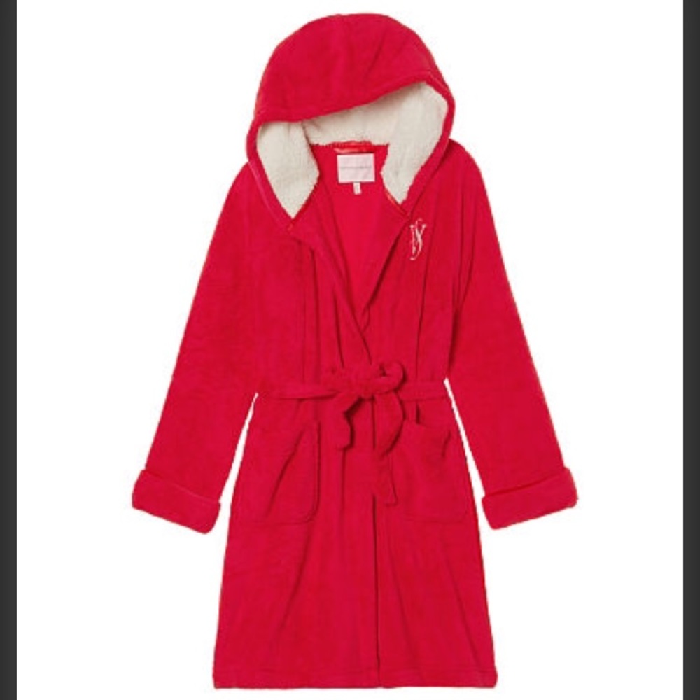 VS Victorias Secret POSHIN ROBE HoodedShort Robe - Picture 2 of 3
