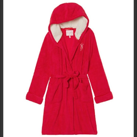 VS Victorias Secret POSHIN ROBE HoodedShort Robe - Picture 2 of 3
