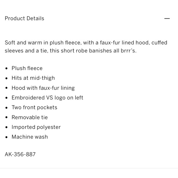 VS Victorias Secret POSHIN ROBE HoodedShort Robe - Picture 3 of 3