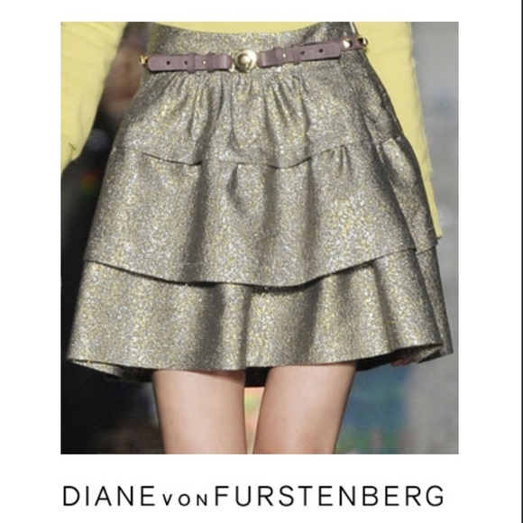 Diane von Furstenberg Dresses & Skirts - Diane Von Furstenberg Metallic Tiered Mini Skirt
