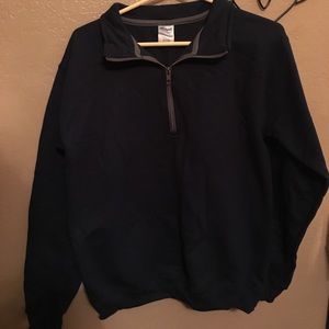BRAND NEW Gildan Navy Blue 3/4 zip sweater