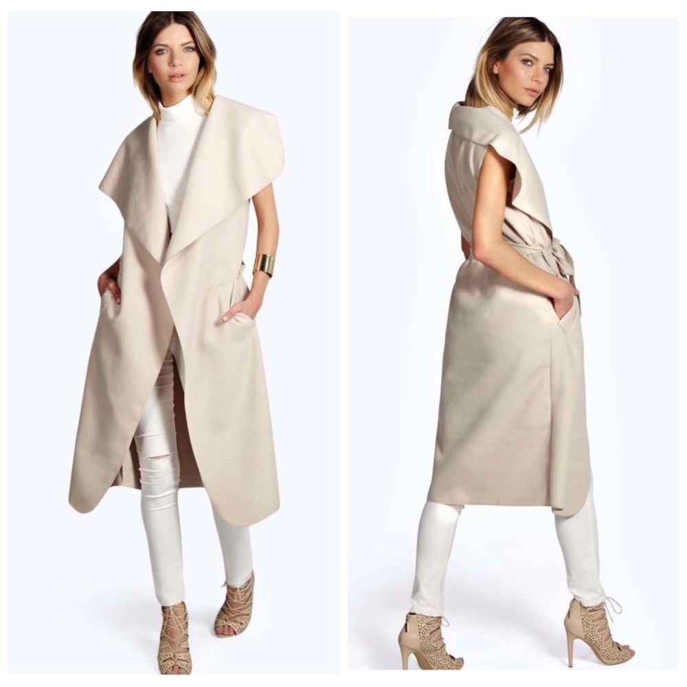 Waterfall Belted Sleeveless Coat