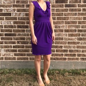 Purple Strapless Ruffle Dress