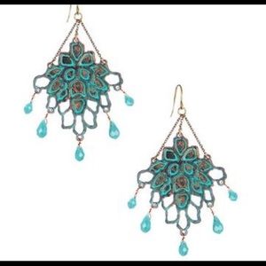 Patina Open Work Chandelier Earrings