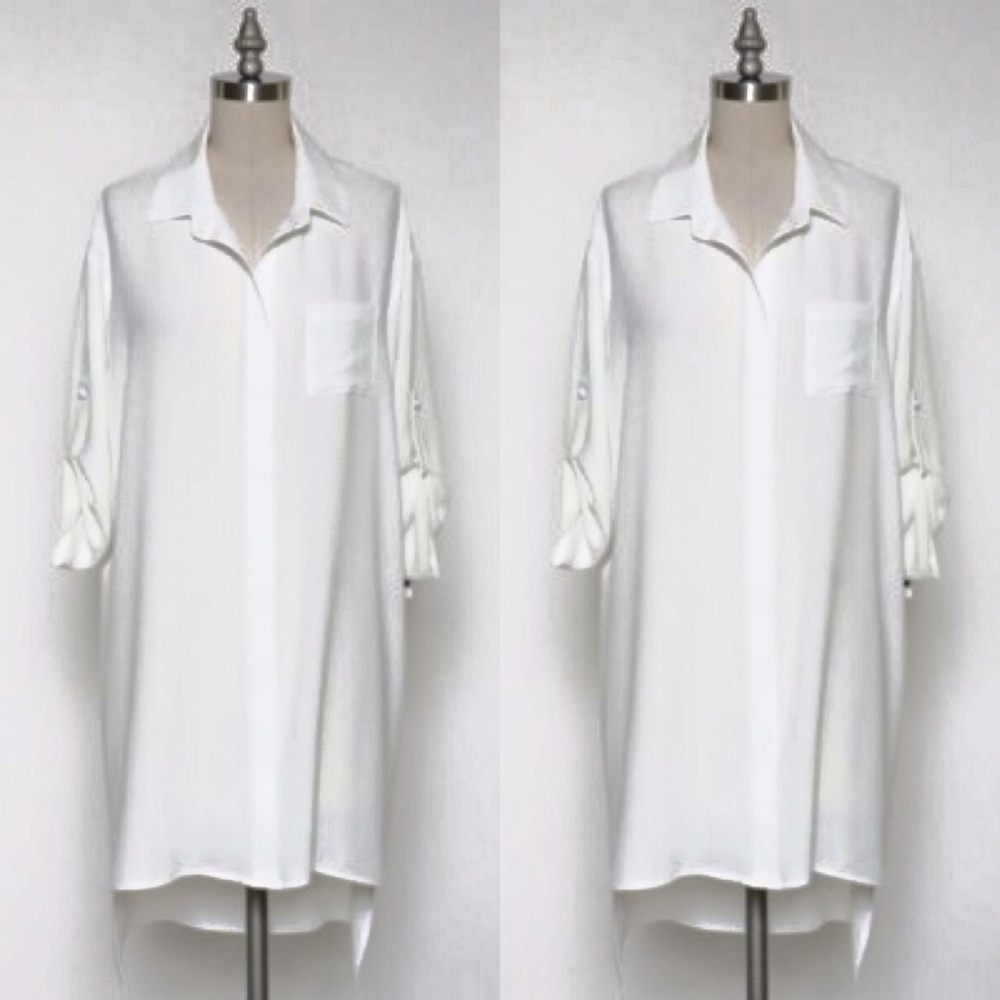 Long white shirt. Blouse. - Picture 2 of 4