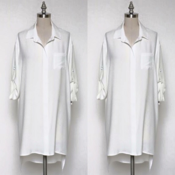 Long white shirt. Blouse. - Picture 2 of 4