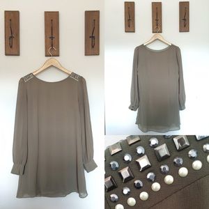 Olive green shift dress