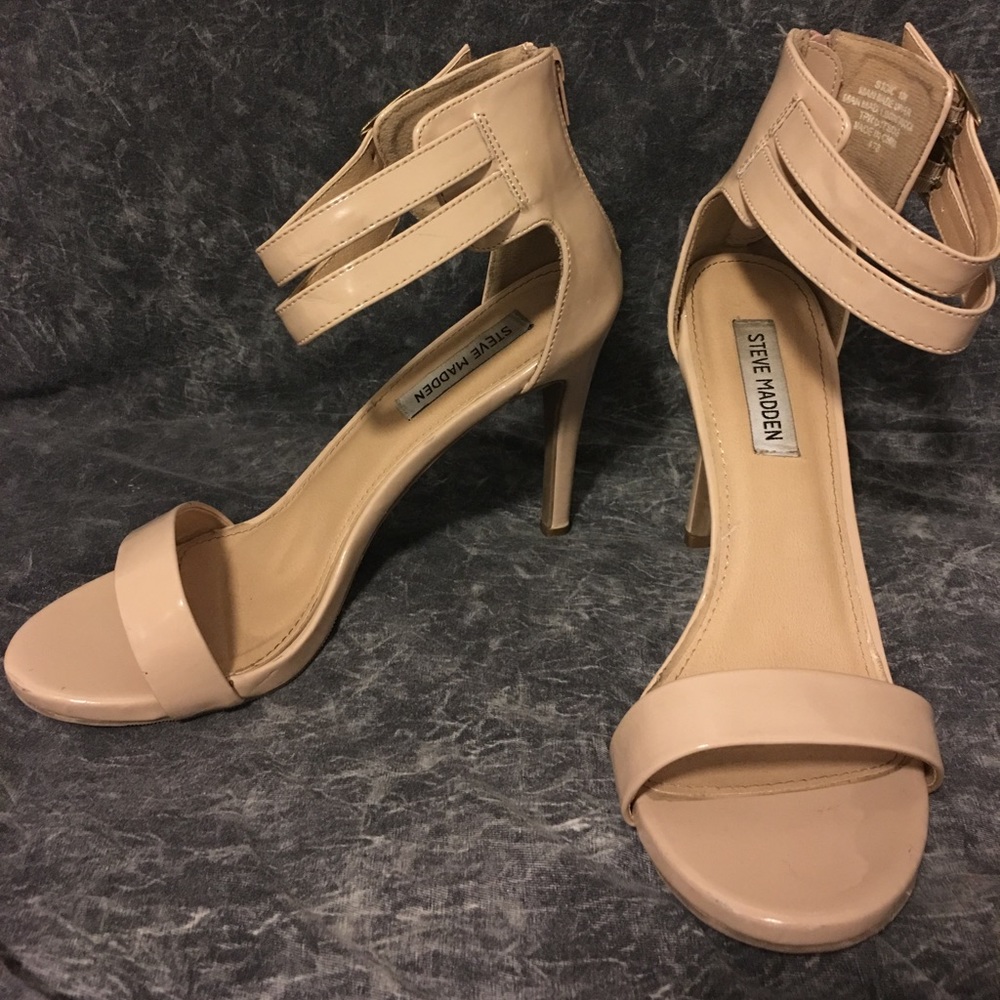 Nude Patent Steve Madden Strappy Heels