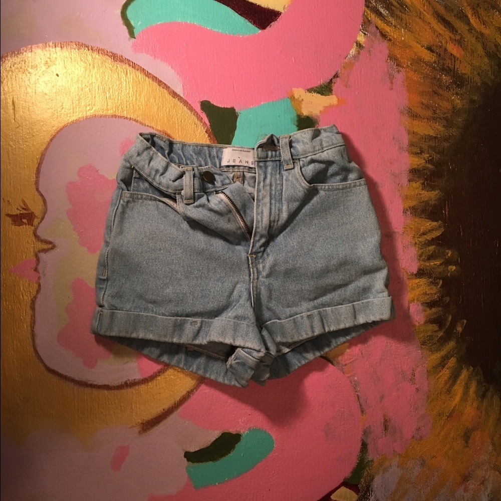 American Apparel light wash denim shorts