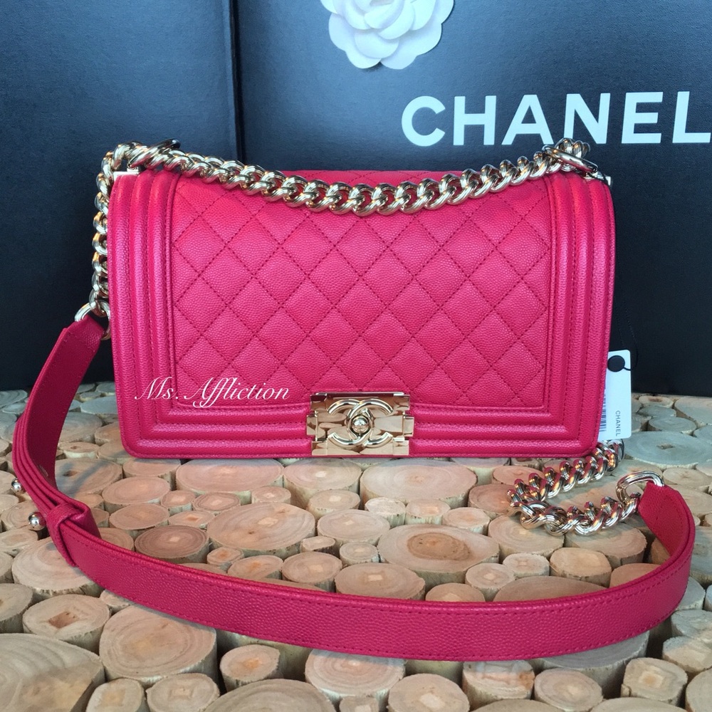 NFS. CHANEL Authentic Caviar Pink Boy Medium NWT - Picture 1 of 4