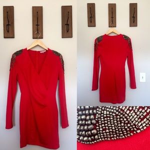 Red wrap dress