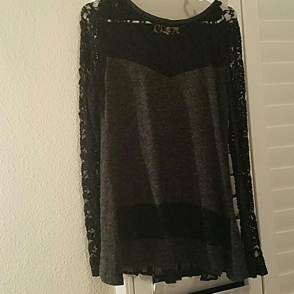 Areve long sleeve polyester & lace blouse