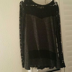 Areve long sleeve polyester & lace blouse