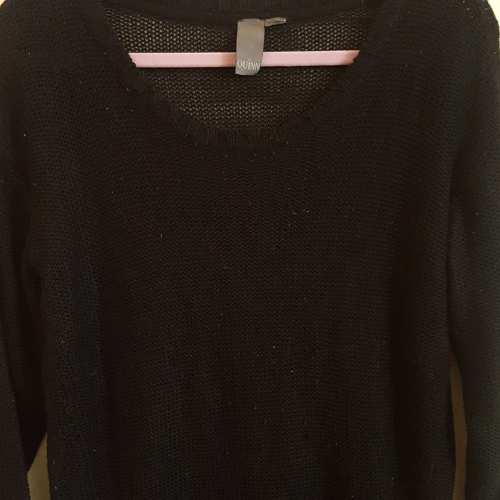 Black Quinn 3/4 Sleeve Knit Sweater Size L - Picture 3 of 4