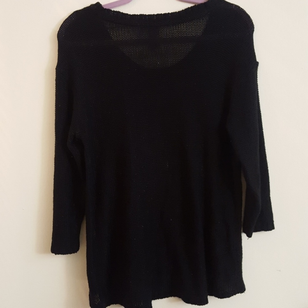 Black Quinn 3/4 Sleeve Knit Sweater Size L - Picture 2 of 4