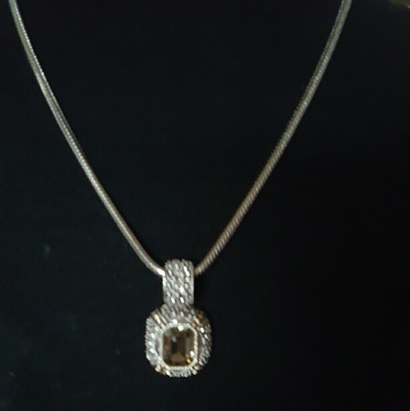 NEW LISTING. Necklace WITH Smokey CLEAR CRYSTAL - Picture 1 of 3