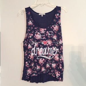 Navy Floral Quote Tank Top