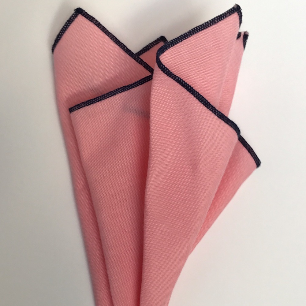 Men's Pink Cotton Blend Pocket Square