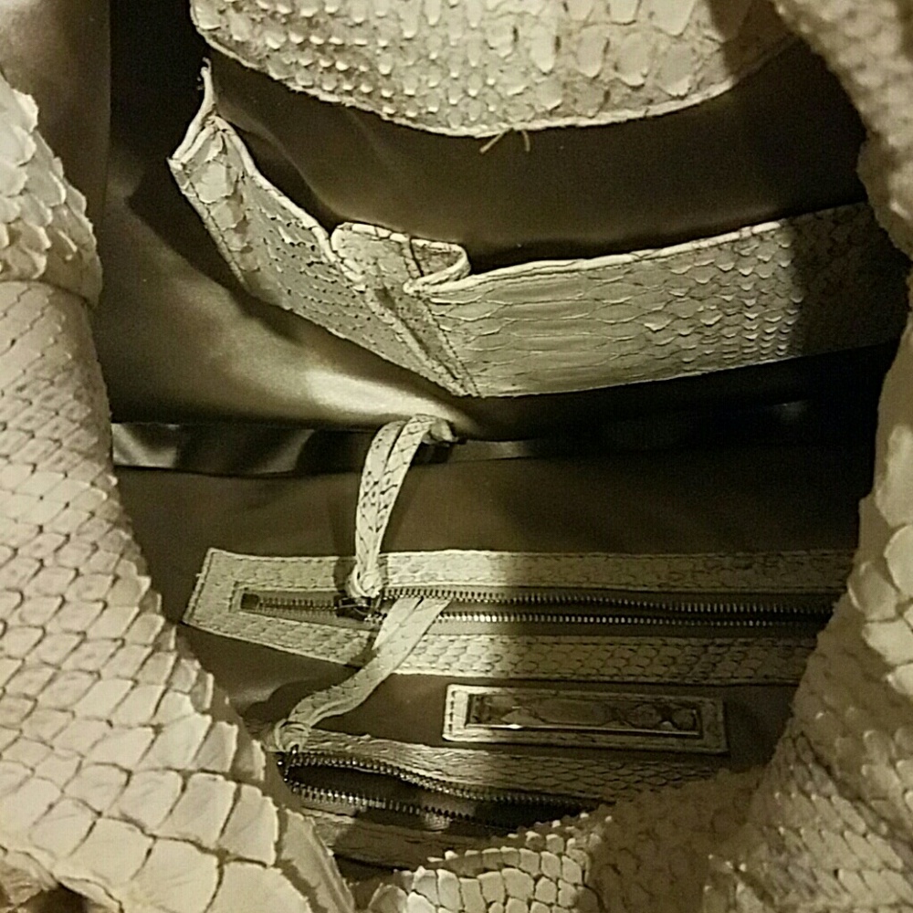 Beige Devi Kroell Matte Python Snake Skin Handbag - image 6