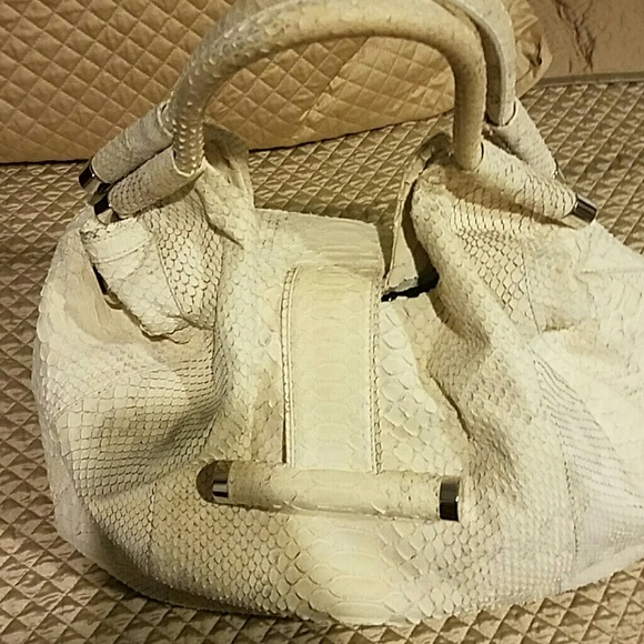 Beige Devi Kroell Matte Python Snake Skin Handbag - Picture 2 of 6