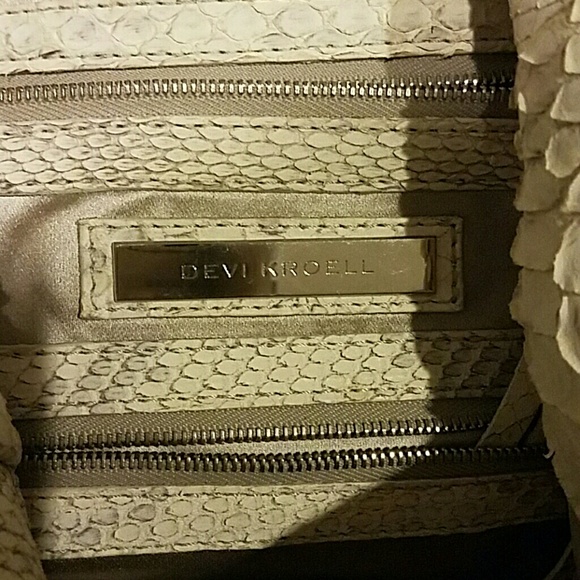Beige Devi Kroell Matte Python Snake Skin Handbag - Picture 4 of 6