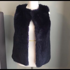Navy Blue Faux Fur Vest Size S